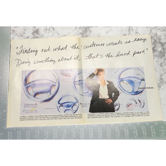 GM General Motors Print Ad Vintage 1994 Liz Wetzel Cadillac Design Team Drawings - Picture 2 of 6